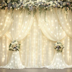 10x10ft Ivory Backdrop Curtains with Lights Photo Drapes Wrinkle Free Fabric Backdrop Curtain for Wedding Birthday Party Baby Shower Bridal Shower Home Party Background Decorations by Shillance