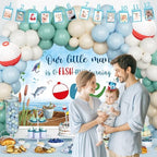 Party Inspo Ofishally One Birthday Decorations, 103 PCs - Gone Fishing 1st Birthday Party Supplies with Fish First Backdrop, Balloon Garland, Banners, Paper Lanterns, Poster - Image 6