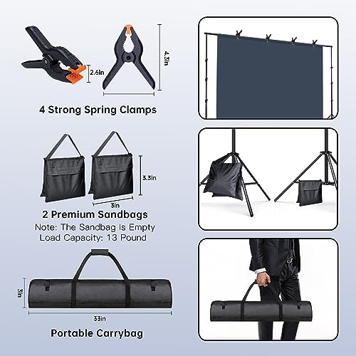 Backdrop Stand, 7.5x10 FT Adjustable Photography Background Stand Kit for Parties Photo Video Wedding - Image 5