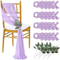 QueenDream Wedding Aisle Chair Sashes Decorations 36 Pieces Light Purple Soft Chair Sashes Tulle Chairs Covers with Artificial Eucalyptus by QueenDream