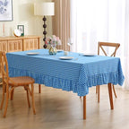 Dark Blue White Gingham Table Cloth Square 60"x60" - Image 2