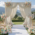 40 ft x 10 ft Wrinkle Free Beige Backdrop Curtain for Parties, 8 Panels 10ft Polyester Beige Photo Backdrop Drapes for Graduation Birthday Wedding Party Stage Curtains by Outpain