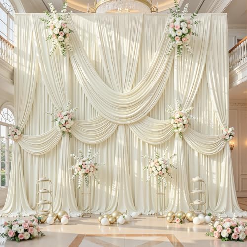 50x10FT Backdrop Curtains with Rod Pockets - Wrinkle Free Photo Stage Backdrop 10 Panels Curtains Drapes for Photography Wedding Party Baby Shower Decorations (Beige) - Image 3
