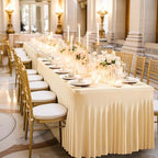 PARTISKY Champagne Spandex Tablecloth for 8ft Rectangle Tables, Stretchable Table Cover Skirt for Folding Tables Weddings Parties Banquets Events Trade Shows and Dessert Table - Image 5