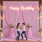 10ft×12ft Wrinkle Free Pink Backdrop Curtain for Wedding Parties, 2 Panels 5×12ft Long Silky Polyester Backdrop Drapes Baby Pink Photo Back Drop Cloth for Birthday Photography Background Cloth - Image 6