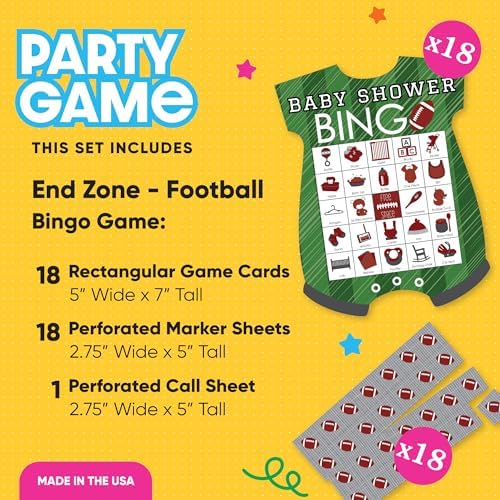 Big Dot of Happiness End Zone - Football - Picture Bingo Cards and Markers - Baby Shower Shaped Bingo Game - Set of 18 (Pack of 2) - Image 2