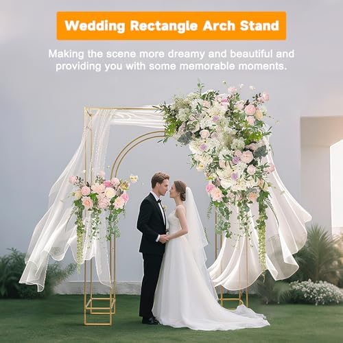 7.8 FT Wedding Arch Backdrop Stand, Balloon Arch Stand Gold Metal Arch Backdrop Stand Wedding Arches for Ceremony, Weddings, Birthday Parties, Engagements, Baby Showers - Image 6