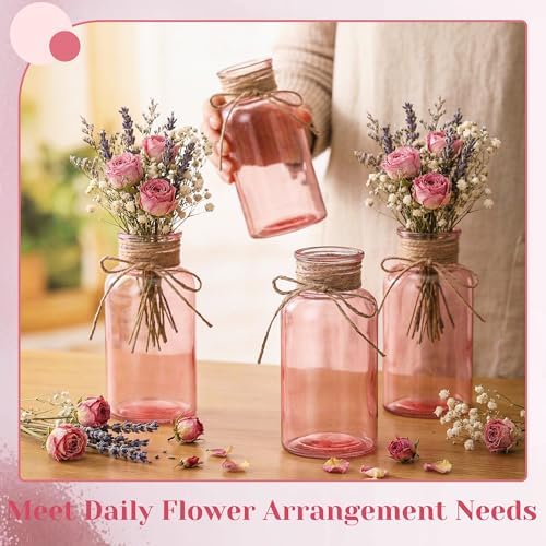 Mason Jar Glass Vases 6 Pack, Pink Flower Vase for Centerpieces - Image 4
