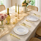 realluck 150PCS Plastic Plates with Gold Trim, Elegant Disposable Plates - Image 5