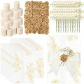 Fullhawl 100 Sets Wedding Invitations Wraps Set Pre Folded Vellum Jackets for 5 x 7 Invitations Dried Flowers Wax Seal Stickers Chiffon Silk Ribbon for Wedding Birthday Bridal Shower (White) by Fullhawl