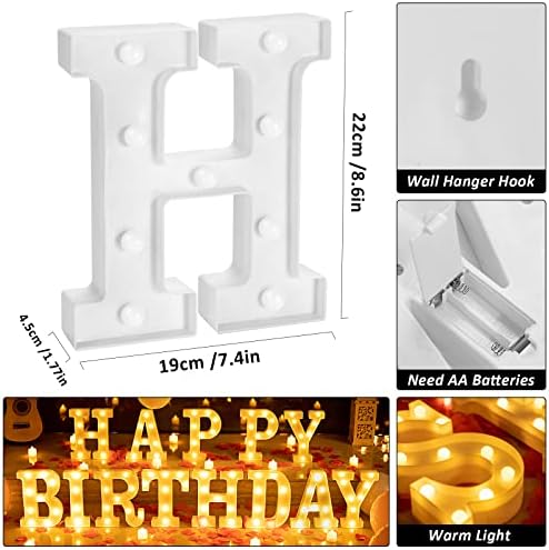 138pcs Happy Birthday Marquee Light Up Letters- LED Letter Number Light Sign with Round Light Balloons Decoration for Birthday Home Table Decor White - Image 4