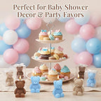 50 Pcs Bear Baby Shower Candle Favors for Guest Bear Party Favors Baby Shower Candles Bulk for Gifts Party Decorations (Light Brown,Dark Brown,Blue) - Image 6