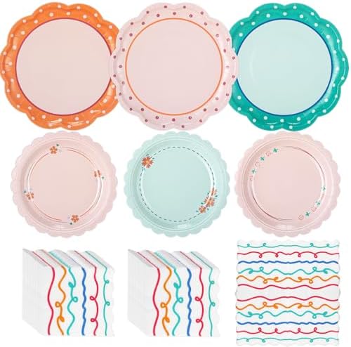 144 Pcs 48 Guests Italian Summer Party Plates and Napkins by Skybooly
