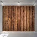 Wood Backdrop 10x8ft Brown Rustic Wooden Floor Panel Wall Fabric Photo Background for Baby Shower Birthday Wedding Western Party Banner Decorations Photography Supplies Polyester - Image 3