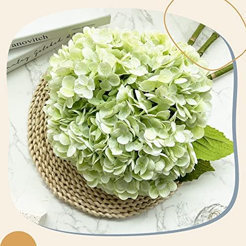 Yatim 21In Light Green Artificial Hydrangea Flowers with Stems 5 Pcs - Image 5