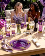 Nervure 350Pcs Purple Plastic Plates, Plastic Dinnerware Set for 50 Guests - Image 2