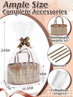 MADHOLLY 4Set Large Sturdy Bamboo Baskets for Gifts Empty, Easy to Assemble - Image 5