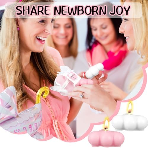 Treela 24 Sets Cloud Tealight Candles Party Favors, Classic, Pink and White - Image 3