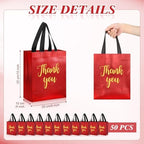 Fumete 50 Pcs Red Glossy Thank You Gift Bag with Handles - Image 2