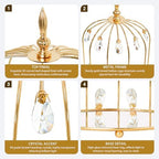 Set of 3 Metal Birdcage Cake Stand Set with Crystal Accents, Elegant Cupcake Holder Display for Wedding, Birthday, Baby Shower, Party Dessert Table Decorations (Gold, Set of 3) - Image 3