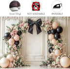 10x10ft Bow Wedding Photography Backdrop Black Bow Floral Balloons Backdrops White Vintage Wall Background Coquette Banner for Girls Birthday Party Decorations - Image 7