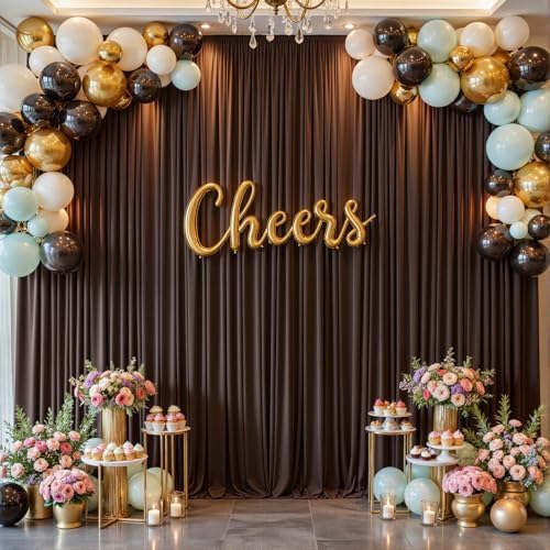 30x10ft Brown Backdrop Curtain for Wedding Parties Wrinkle Free Fabric Brown Drapes Backdrop Decoration for Baby Shower Birthday Photography Decoration 6 Panels, 5ft x 10ft - Image 7