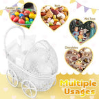 Threehoney 24 Pcs Baby Shower Mini Carriage Decoration White Goose Color Metal Wired Fillable Candy Stroller Baby Shower Table Centerpiece for Guest Gender Reveal Wedding Party Favor Gift - Image 3