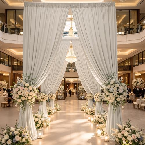 40ftx15ft Beige Backdrop Curtains for Parties, Wrinkle Free Polyester Beige Photo Backdrop Drapes 8 Panels 15 ft Long Back Drop Cloth for Wedding Birthday Photography Background Party - Image 3
