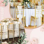 VitalCozy 50 Pack White Lace Vintage Chair Sashes with Bows Wedding Decoor - Image 5
