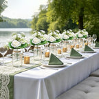 10 Sets Mason Jars Flower Table Centerpiece with White Rose - Ivory - Image 3