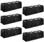 6 Packs Black Satin Tablecloths Rectangle 6FT, Glitter Fitted Stretch Table Covers Wrinkle-Free Floor Length Shimmer Table Skirt for Weddings Parties Baby Shower Banquets Vendor Events by Partisky