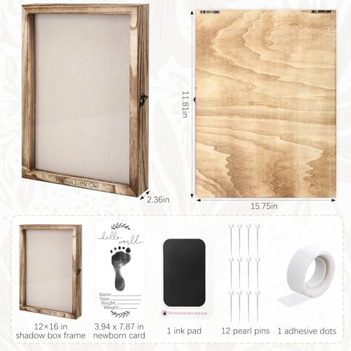 Jetec 12 x 16 Baby Shower Shadow Box Keepsake Frame, Wood - Image 2