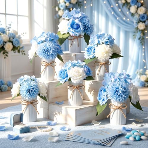 Zeyune 6 Set Artificial Centerpiece, Sky Blue,Lake Blue, Stylish Style - Image 5