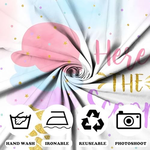Fabric 9x6ft Ice Cream Party Backdrop Banner Here's The Scoop Summer Baby Shower Party Decoration Sweet Candyland Princess Girl Birthday Cake Table Photography Background - Image 3