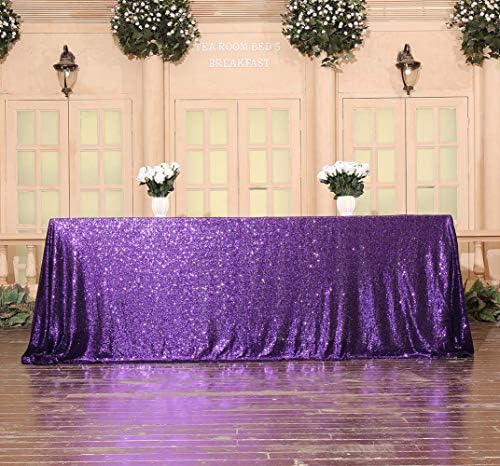 SquarePie Sequin Tablecloth 90x156 Inch Purple for Wedding Halloween Party - Image 5