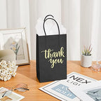DjinnGlory 100 Pack Small Size Black Thank You Paper Gift Bags with Handles 9x5.5x3.15 Inch for Business Birthday Wedding Bridal Baby Shower Party Favors Goodies - Image 5