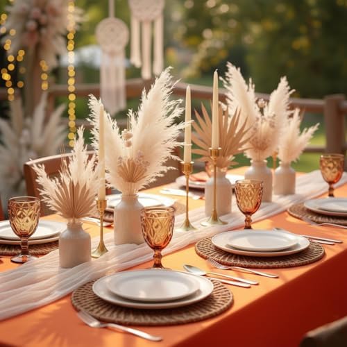 Rust Fitted Spandex Table Skirts Ruffle Fall Tablecloths 60R Inch,6 Pack - Image 4