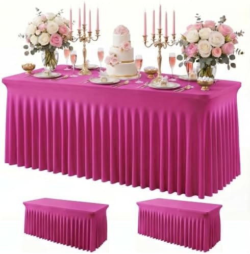 2Pack Spandex Tablecloth for 6FT Rectangle Tables,Table Skirt by Baoszty