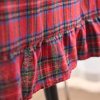 vctops Christmas Red Plaid Ruffle Table Cloth, Farmhouse Cotton Linen Tablecloth, Washable Table Cover for Rectangle Table Baby Shower Kitchen Party Wedding Decor (Red B,70"x102") - Image 6