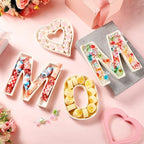 SiliFine 4 Pcs Mother's Day Letter Charcuterie Boards Ceramics Heart Mom Fillable Letters Box Small White Reusable Alphabet Food Serving Tray Platter for Candy Mother's Day Gift Party Decoration - Image 3