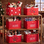 CHENGU 6 Pack Christmas Basket Collapsible Poinsettia Christmas Storage Bin - Image 7