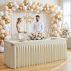 6 Pack Beige Table Cloth for 6 Foot Rectangle Tables Spandex Fitted Tablecloth 6ft Stretch Table Covers Skirt Beige Banquet Tablecloths Wrinkle Free Tablecloth for Party Wedding Birthday Event - Image 3