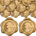 SWANGSA 200 Pack Letter G Wax Seal Stickers, Antique Gold Botanical Leaves Initial Alphabet Self-Adhesive Wax Stickers for Wedding Party Invitation Envelope by SWANGSA