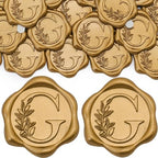 SWANGSA 200 Pack Letter G Wax Seal Stickers, Antique Gold Botanical Leaves Initial Alphabet Self-Adhesive Wax Stickers for Wedding Party Invitation Envelope by SWANGSA
