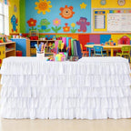 Pufogu White Tulle Table Skirt 9ft Tutu Ruffled Chiffon Tablecloth For Rectangle Wedding Baby Shower Girls Birthday Party and Cake Dessert Table Decorations(BrightRainbow, L9(ft), H30in) - Image 6