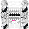 2 Sets Disco Balloon Column Stand Kits Adjustable Black and Silver Balloons Column Kit with Disco Ball Explosion Star 80s Party Themed Tower Stand Kit for Birthday Party Retro Dance Supplies by Unknown