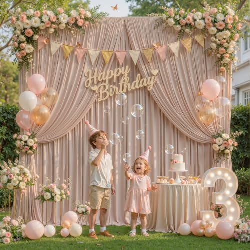 50x10FT Backdrop Curtains with Rod Pockets - Wrinkle Free Photo Stage Backdrop 10 Panels Curtains Drapes for Photography Wedding Party Baby Shower Decorations (Nude Blush) - Image 2