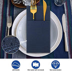 Cindeer 150 Pcs Navy Blue Linen Dinner Napkins with Built in Flatware - Image 4