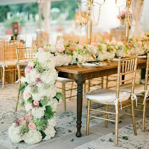 WEISPARK 100PCS Artificial Hydrangea Flowers, Fake Flowers Silk Hydrangea Full Flowers Heads with Stems for Wedding Home Party Shop Baby Shower Decor (Ivory) - Image 3