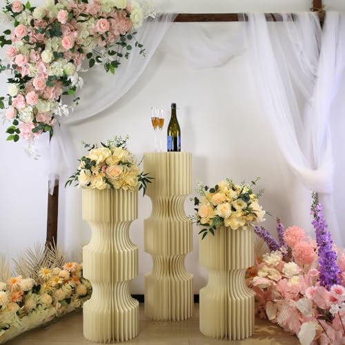 3PCS Pillaro Cake Stands for Party, Sturdy Cardboard Column with Clear Acrylic Plate, Reusable Round Cylinder Stands for Party, Cake Pedestal Stand, Pillar for Birthday Wedding Dessert - Image 4